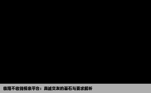 临翔不收钱相亲平台：真诚交友的基石与要求解析